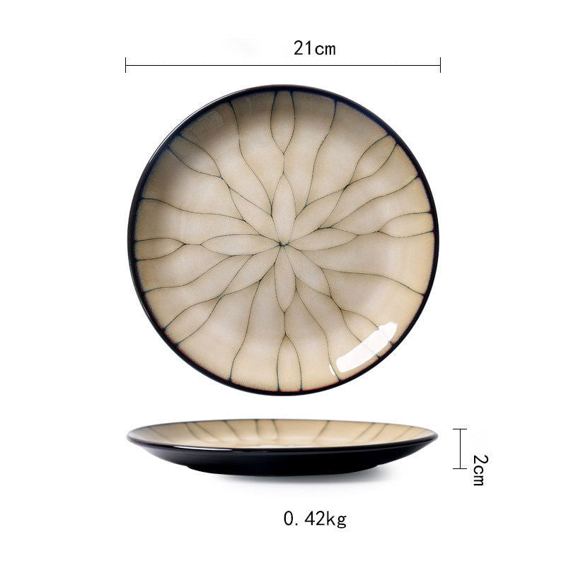 Ceramic Plate Flat Plate Creative Dish Plate Japanese Vintage Tableware - Walfos® Kitchenware