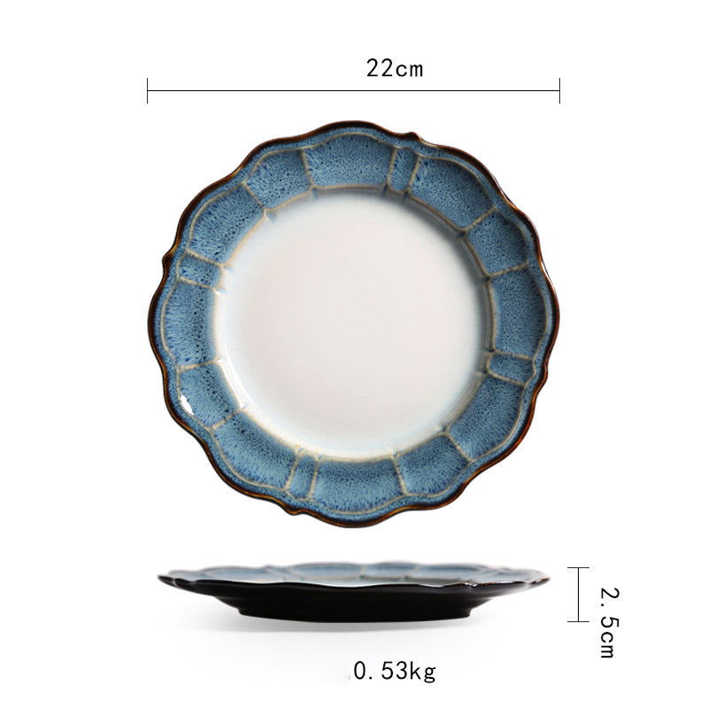 Ceramic Plate Flat Plate Creative Dish Plate Japanese Vintage Tableware - Walfos® Kitchenware