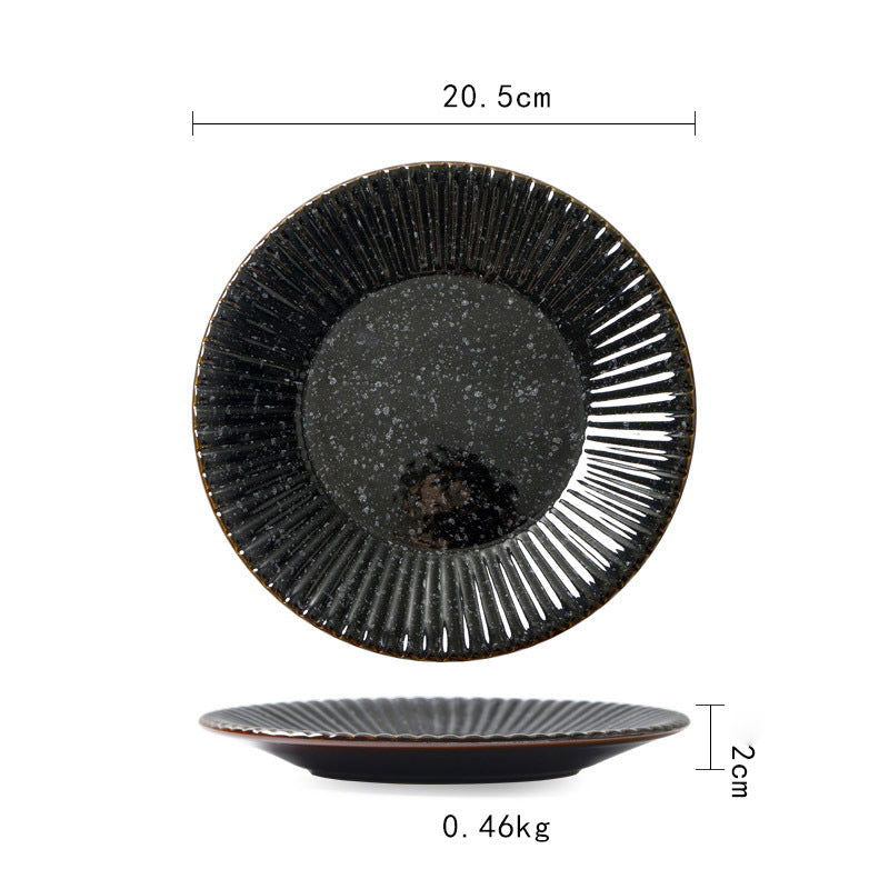 Ceramic Plate Flat Plate Creative Dish Plate Japanese Vintage Tableware - Walfos® Kitchenware
