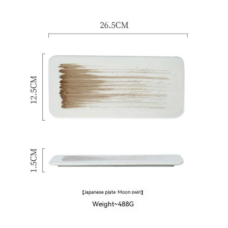 Ceramic Rectangular Plate Dish Japanese Sushi Barbecue Plate Restaurant - Walfos® Kitchenware