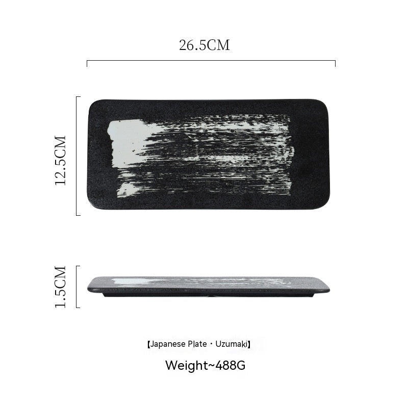 Ceramic Rectangular Plate Dish Japanese Sushi Barbecue Plate Restaurant - Walfos® Kitchenware