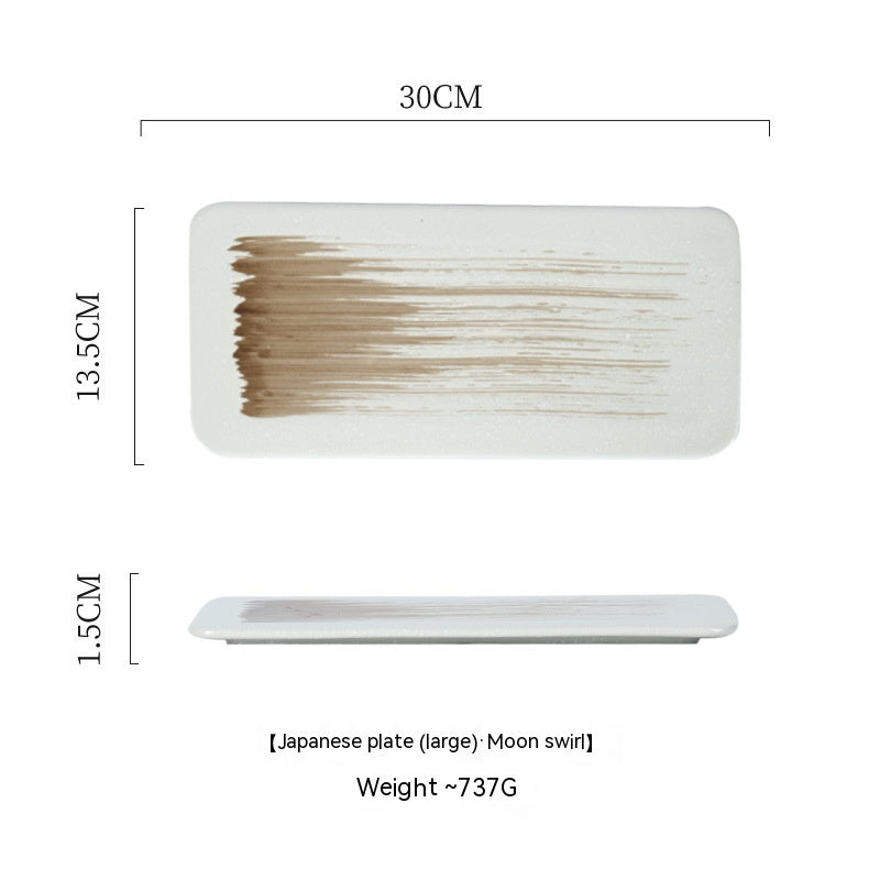 Ceramic Rectangular Plate Dish Japanese Sushi Barbecue Plate Restaurant - Walfos® Kitchenware