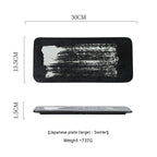 Ceramic Rectangular Plate Dish Japanese Sushi Barbecue Plate Restaurant - Walfos® Kitchenware