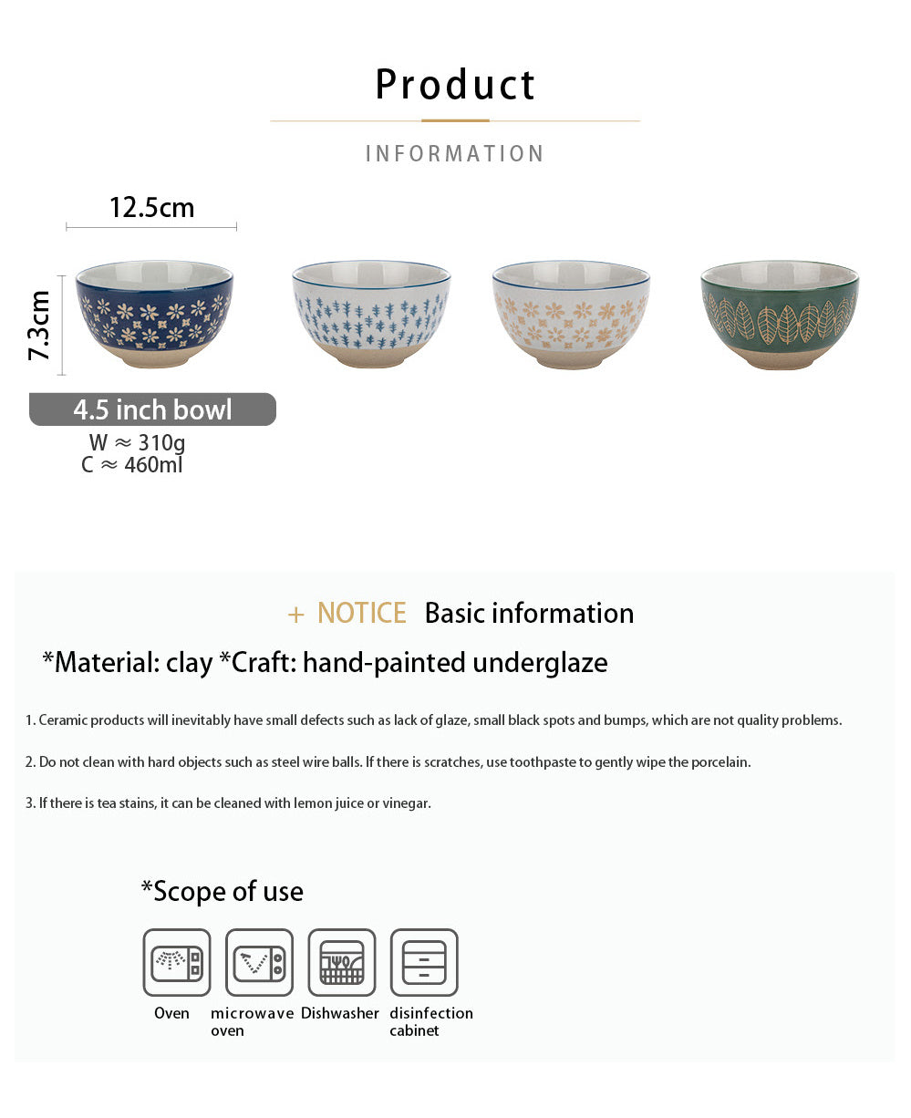 Ceramic Rice Bowl Eating Japanese Retro - Walfos® Kitchenware