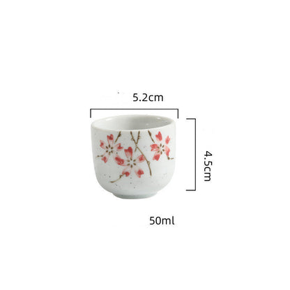 Ceramic Wine Set Yanagizakura Sake White Wine Cup Small Wine Cup Spirit Glass Shochu Pot Set - Walfos® Kitchenware