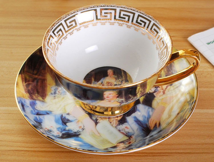 Creative Bone China Coffee Cup And Plate, Retro And Luxury - Walfos® Kitchenware