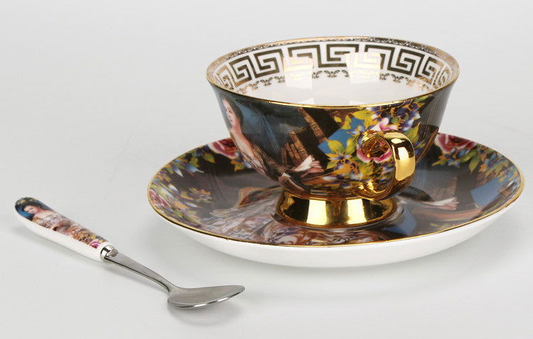Creative Bone China Coffee Cup And Plate, Retro And Luxury - Walfos® Kitchenware