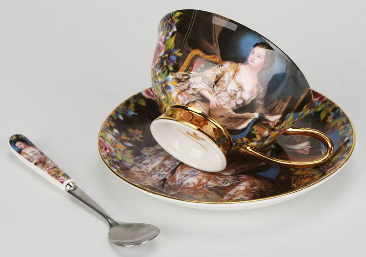 Creative Bone China Coffee Cup And Plate, Retro And Luxury - Walfos® Kitchenware