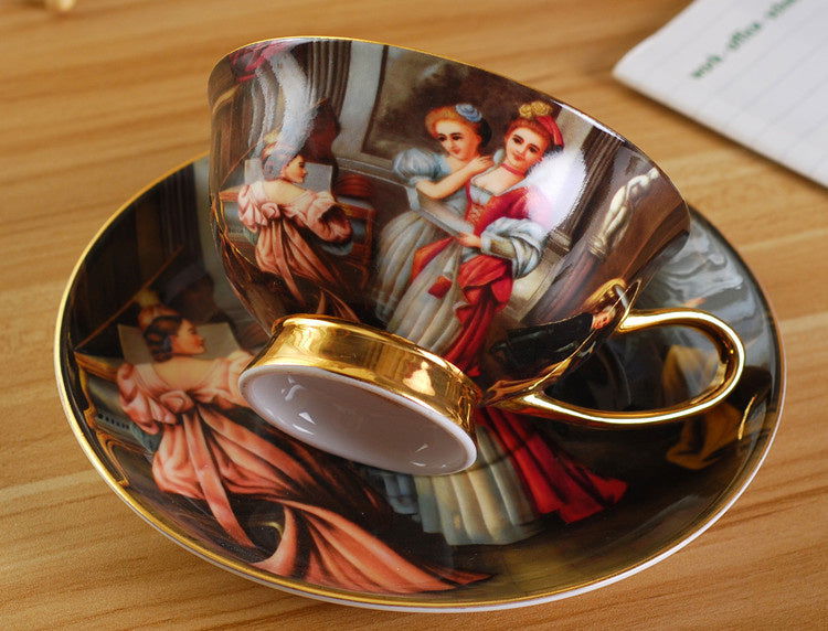 Creative Bone China Coffee Cup And Plate, Retro And Luxury - Walfos® Kitchenware