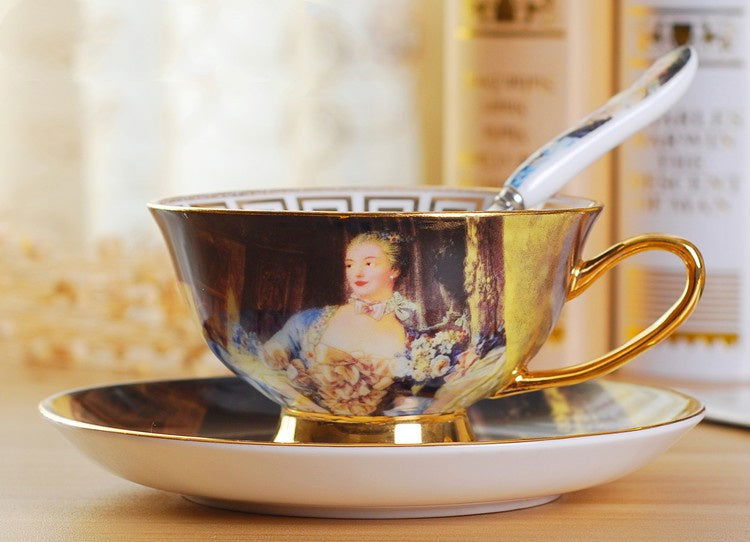 Creative Bone China Coffee Cup And Plate, Retro And Luxury - Walfos® Kitchenware