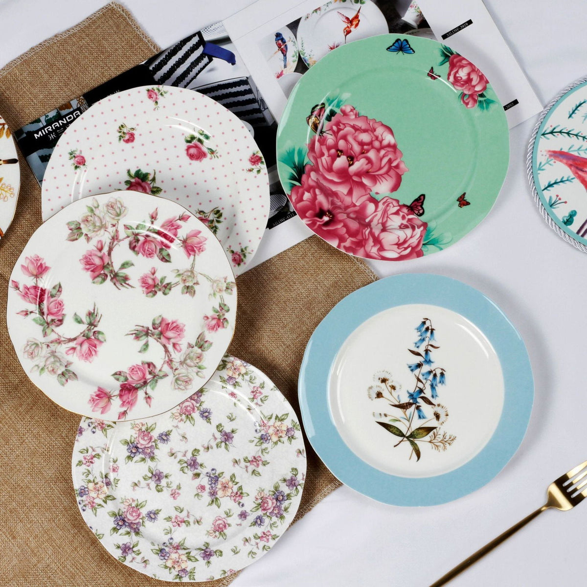 Creative Bone China Plate Household Ceramic Flat Plate - Walfos® Kitchenware