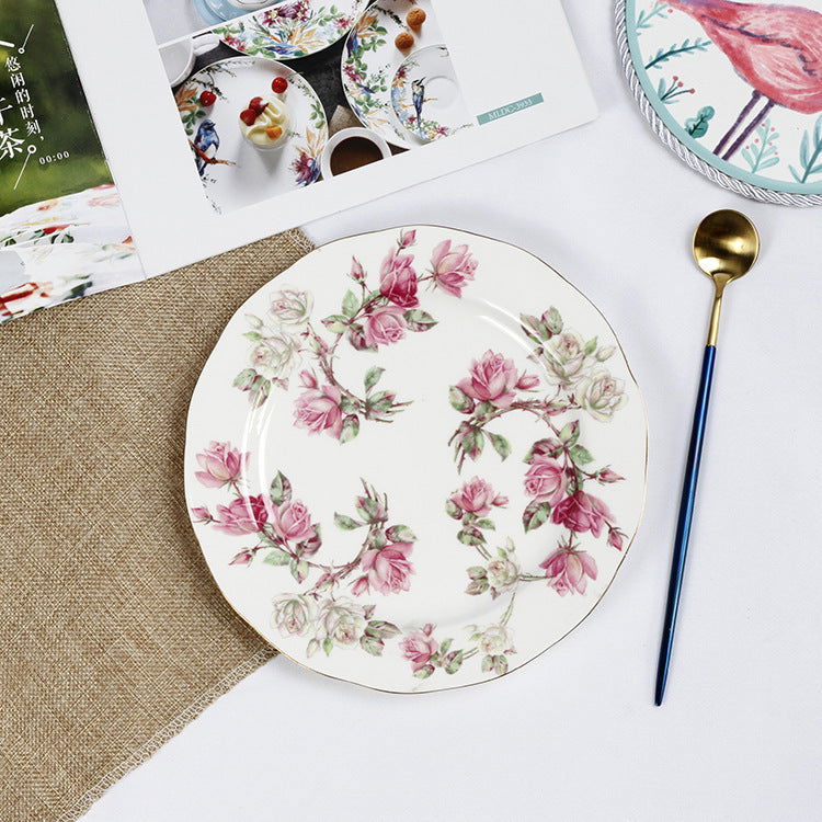Creative Bone China Plate Household Ceramic Flat Plate - Walfos® Kitchenware