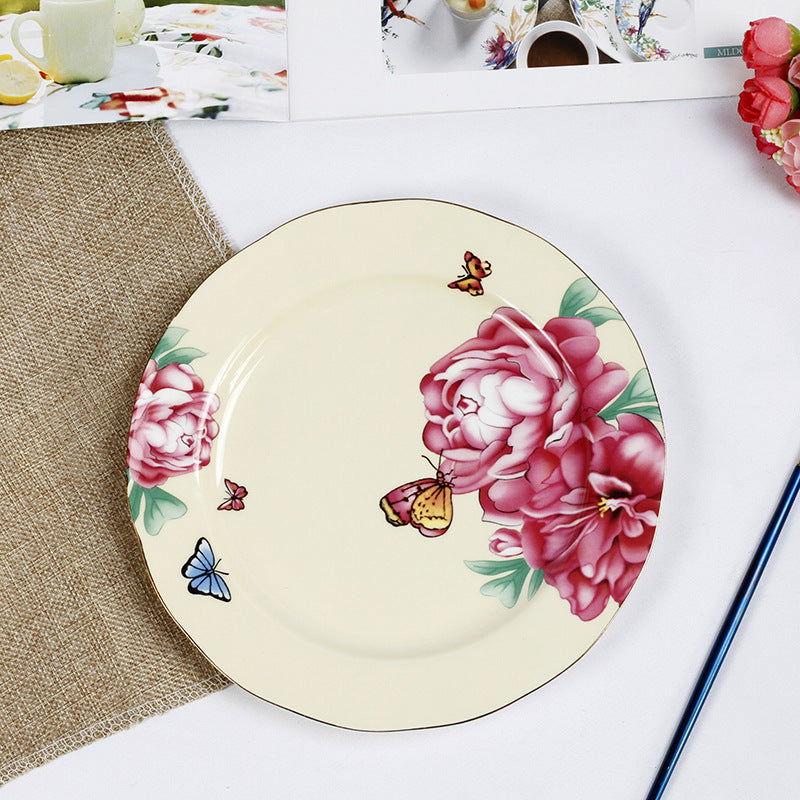 Creative Bone China Plate Household Ceramic Flat Plate - Walfos® Kitchenware