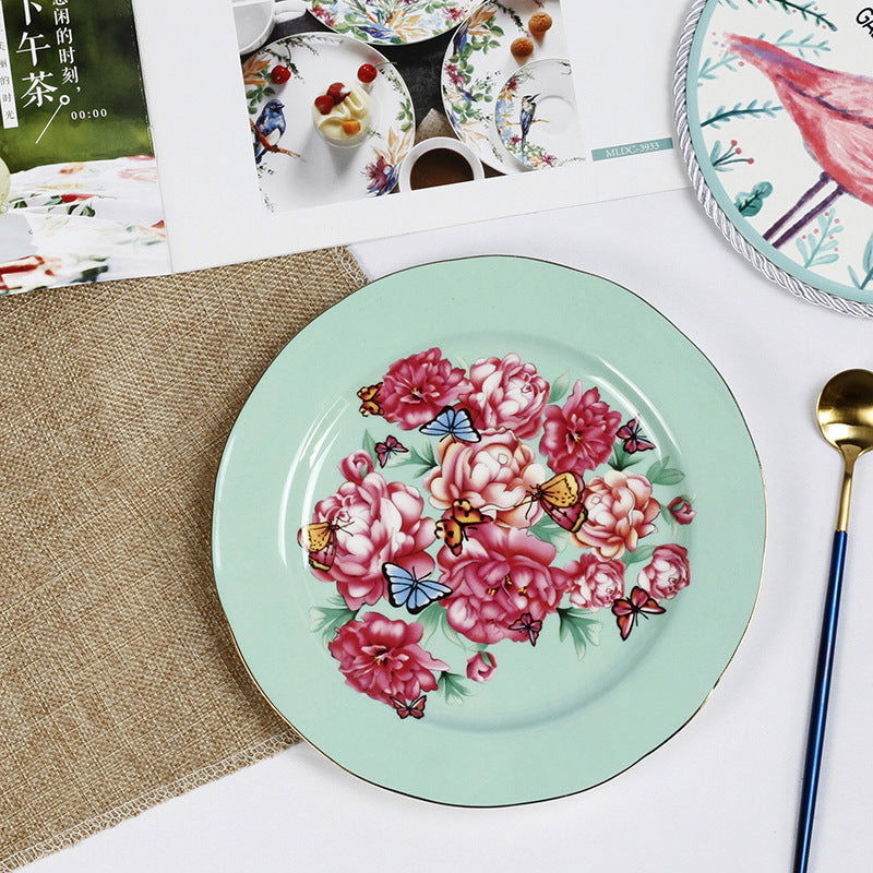 Creative Bone China Plate Household Ceramic Flat Plate - Walfos® Kitchenware