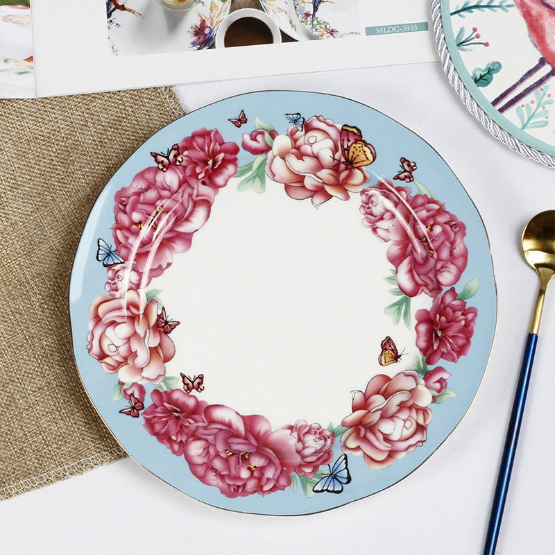 Creative Bone China Plate Household Ceramic Flat Plate - Walfos® Kitchenware