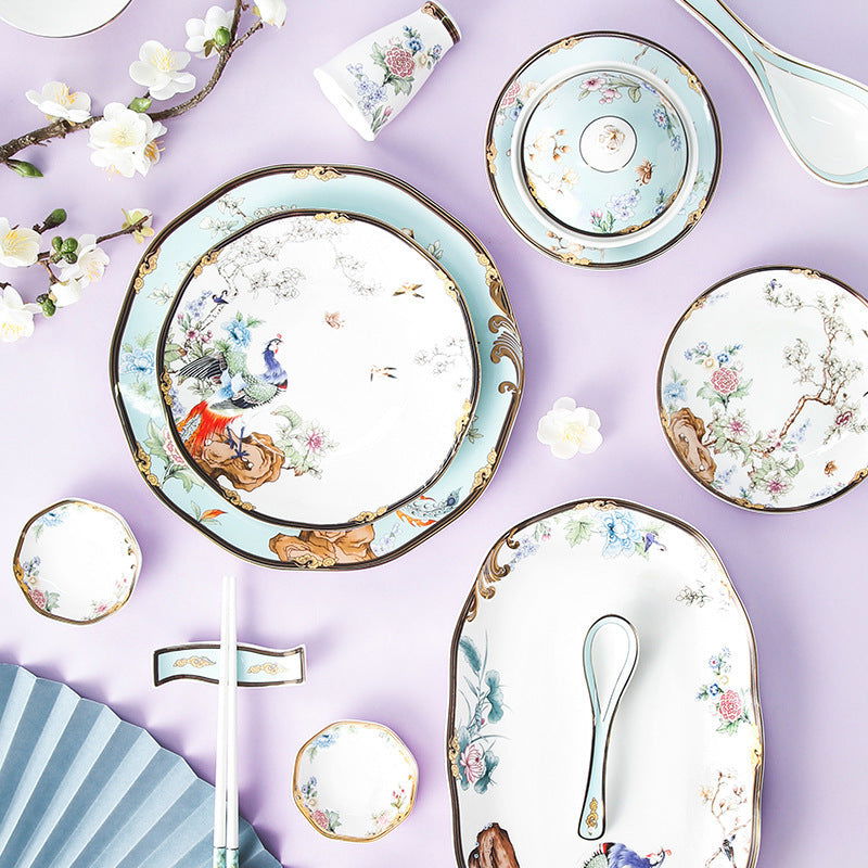 Creative Dishes And Dishes Set Household Chinese Bone China Tableware Set - Walfos® Kitchenware