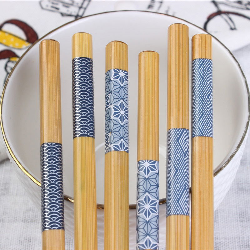 Creative Japanese-style Bamboo Chopsticks Ocean Printing Household - Walfos® Kitchenware