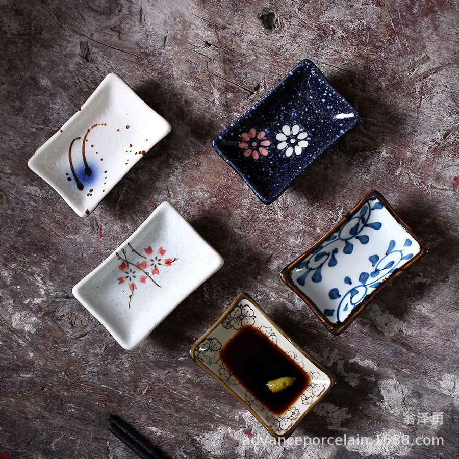 Creative Japanese Rectangular Kitchen Ceramic Sauce Dish - Walfos® Kitchenware