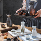 Creative Japanese Style Ceramic Wine Pot Tray Set - Walfos® Kitchenware