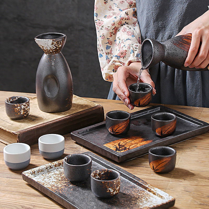 Creative Japanese Style Ceramic Wine Pot Tray Set - Walfos® Kitchenware