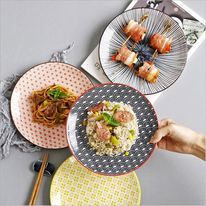 Creative Japanese ceramic plate large flat plate - Walfos® Kitchenware