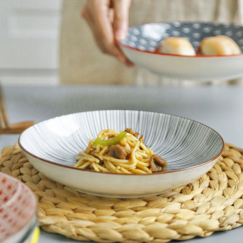 Creative Japanese ceramic plate large flat plate - Walfos® Kitchenware