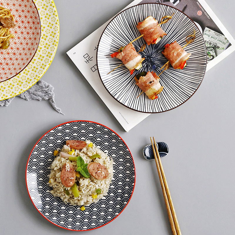 Creative Japanese ceramic plate large flat plate - Walfos® Kitchenware