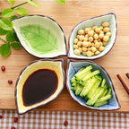 Creative leaf ceramic small dish kitchen tableware sauce vinegar sauce dish household ice split glaze snack saucer - Walfos® Kitchenware