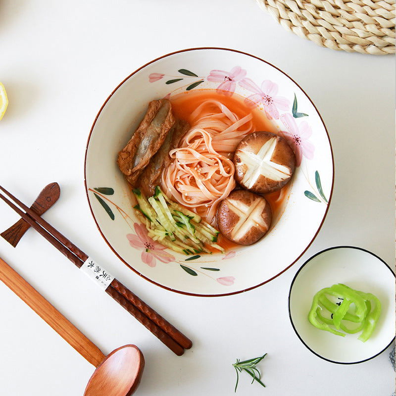 Domeiran Japanese Hand-painted Sakura Noodle Bowl Ceramic Bowl Noodle Bowl - Walfos® Kitchenware