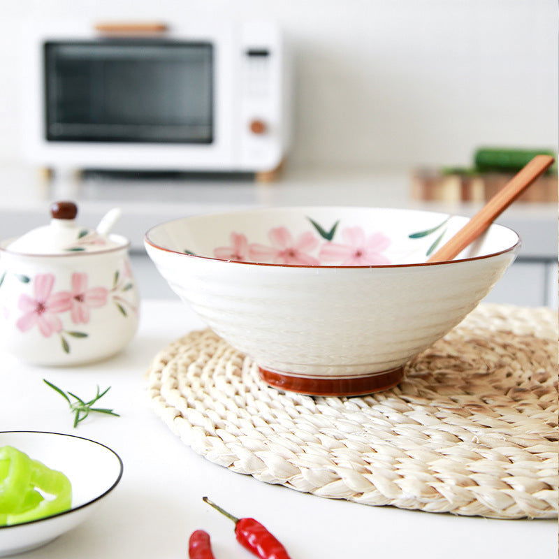 Domeiran Japanese Hand-painted Sakura Noodle Bowl Ceramic Bowl Noodle Bowl - Walfos® Kitchenware