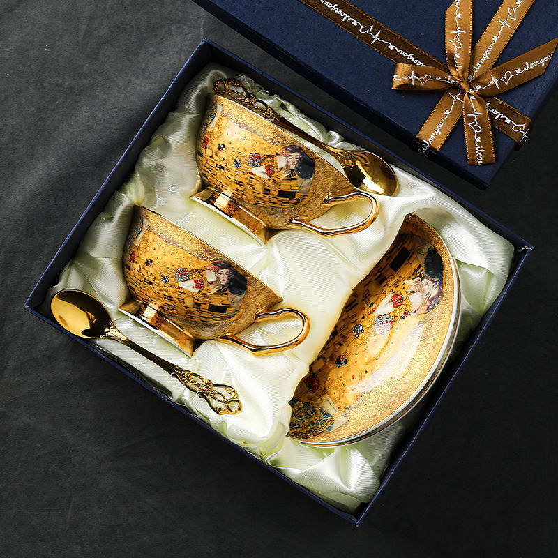 European Retro Coffee Cup Suit Bone China Good-looking - Walfos® Kitchenware