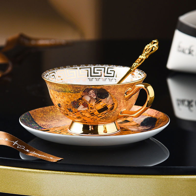 European Retro Coffee Cup Suit Bone China Good-looking - Walfos® Kitchenware