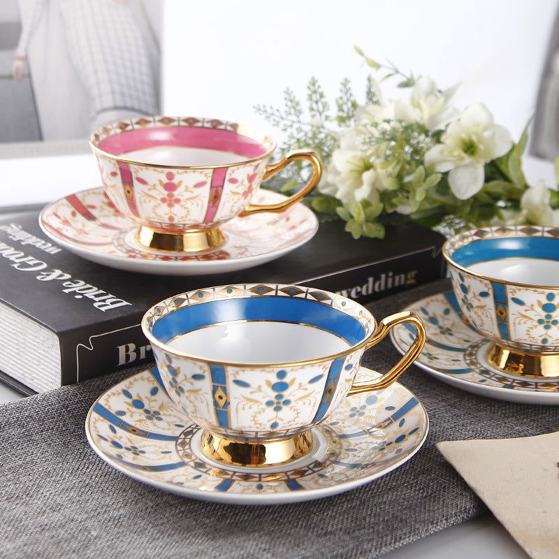 European Small Luxury Coffee Cup Set Bone China Tea Set Ceramic English Phnom Penh Black Tea Cup Flower Tea Cup - Walfos® Kitchenware