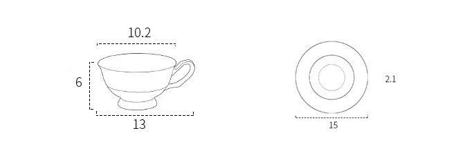 European Style Coffee Cup Plate Bone China Ceramic Cup Phnom Penh - Walfos® Kitchenware