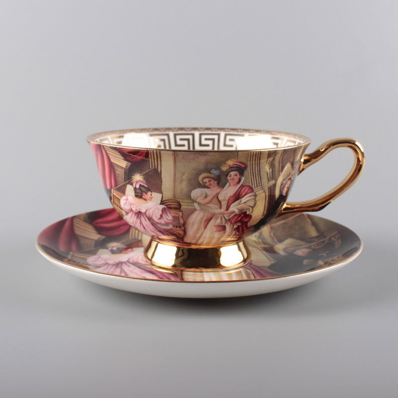 European Style Coffee Cup Plate Bone China Ceramic Cup Phnom Penh - Walfos® Kitchenware