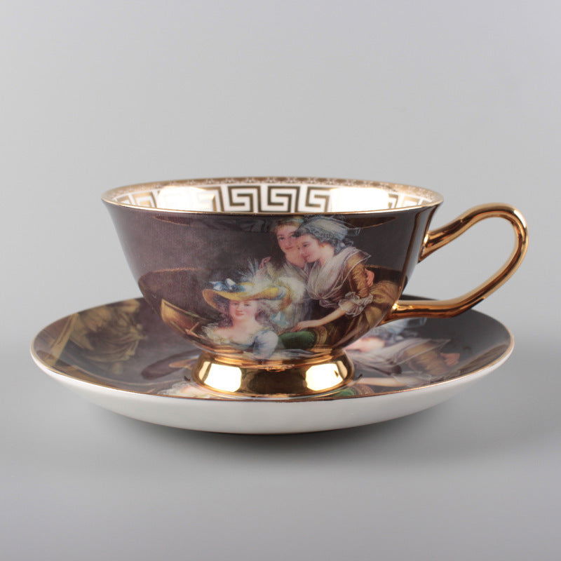 European Style Coffee Cup Plate Bone China Ceramic Cup Phnom Penh - Walfos® Kitchenware