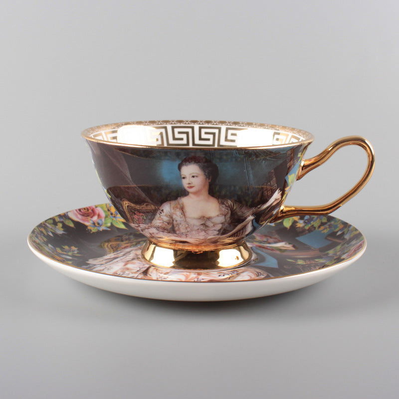 European Style Coffee Cup Plate Bone China Ceramic Cup Phnom Penh - Walfos® Kitchenware