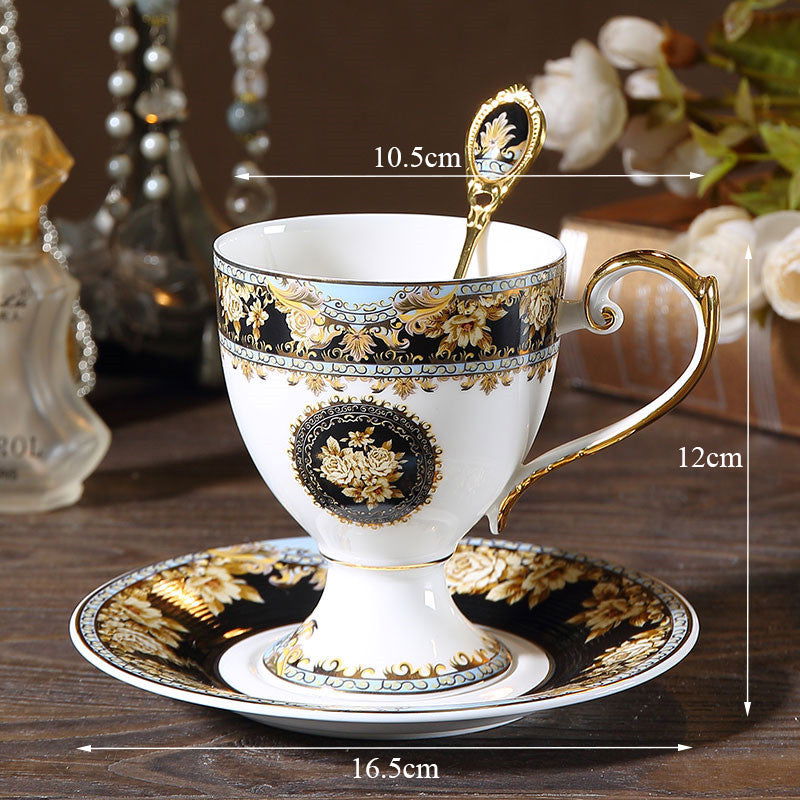 European Style Small Luxury Bone China Coffee Cup Saucer British Court - Walfos® Kitchenware
