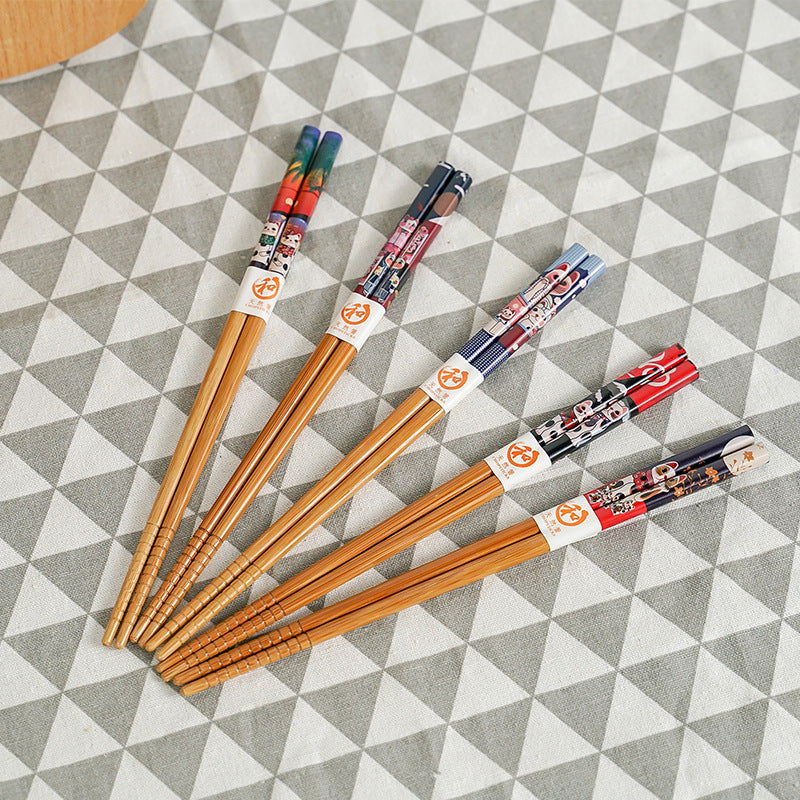 Factory Supply Japanese Style Lucky Cat Cartoon Cute Bamboo Chopsticks Five Pairs Set Gift Box Chopsticks - Walfos® Kitchenware