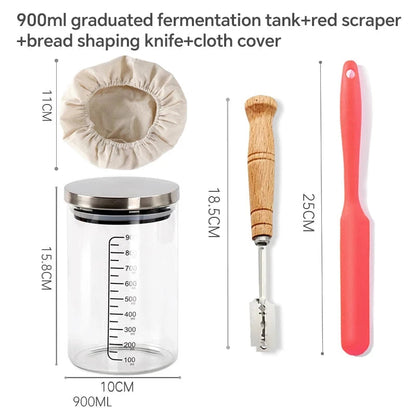 Fermentation culture dish with scale natural yeast rapid fermentation tank Fermentation tank Glass sealed bottle Baking device - Walfos® Kitchenware