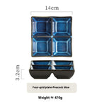 Four-grid Seasoning Dish Ceramic Square Barbecue Sauce Dish - Walfos® Kitchenware