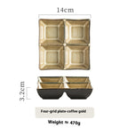 Four-grid Seasoning Dish Ceramic Square Barbecue Sauce Dish - Walfos® Kitchenware