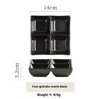 Four-grid Seasoning Dish Ceramic Square Barbecue Sauce Dish - Walfos® Kitchenware