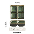 Four-grid Seasoning Dish Ceramic Square Barbecue Sauce Dish - Walfos® Kitchenware