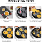 Four-hole Frying Pot Pan Thickened Omelet Pan Non-stick Egg Pancake Pancake Maker Wooden Handle Frying Pot Breakfast Maker - Walfos® Kitchenware
