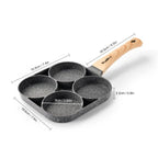 Four-hole Frying Pot Pan Thickened Omelet Pan Non-stick Egg Pancake Pancake Maker Wooden Handle Frying Pot Breakfast Maker - Walfos® Kitchenware