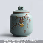 Ge Kiln Tea Jar Ceramic Sealed Can Large Stoneware Storage Tank Celadon Household Tea Caddy - Walfos® Kitchenware