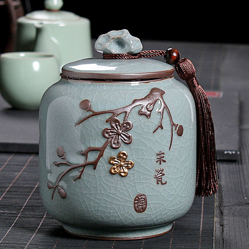 Ge Kiln Tea Jar Relief Sealed Tank Medium Tea Package Box - Walfos® Kitchenware