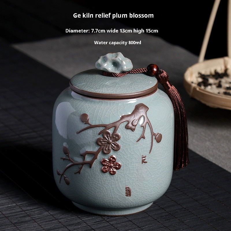Ge Kiln Tea Jar Relief Sealed Tank Medium Tea Package Box - Walfos® Kitchenware