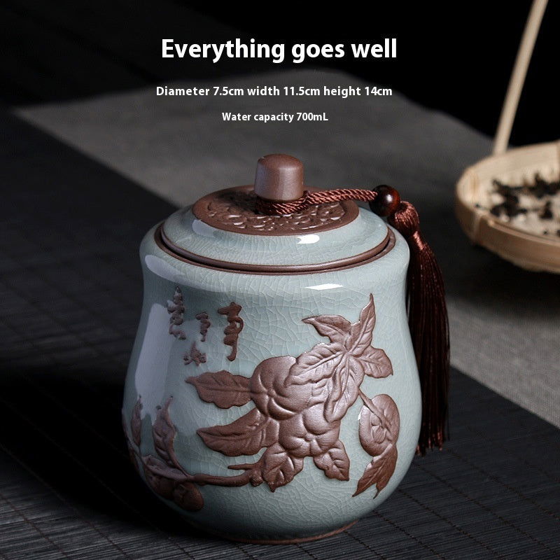 Ge Kiln Tea Jar Relief Sealed Tank Medium Tea Package Box - Walfos® Kitchenware